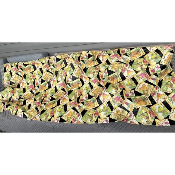 Avon Vinyl Tablecloth Cocktails Tiki Tropical 60 x 84 Umbrella Table - Picture 1 of 8